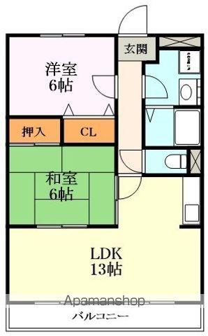 グランシャリオ宇治Ⅱ(2LDK/2階)の間取り写真