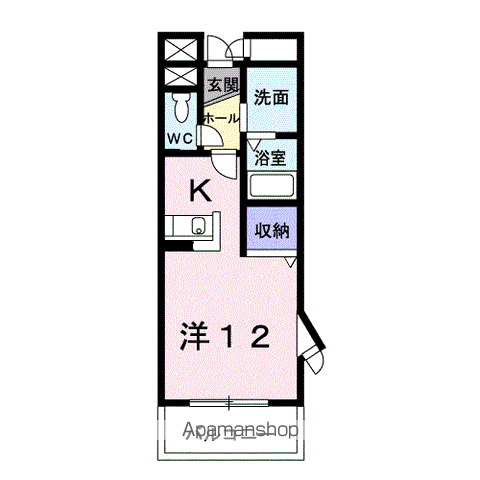 プランドール朝倉(ワンルーム/2階)の間取り写真