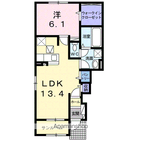 パーラメントハウスⅡ B(1LDK/1階)の間取り写真