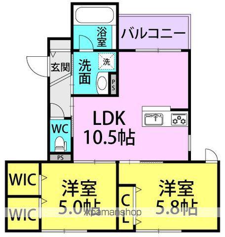 HEBEL MAISON 南武庫之荘(2LDK/3階)の間取り写真