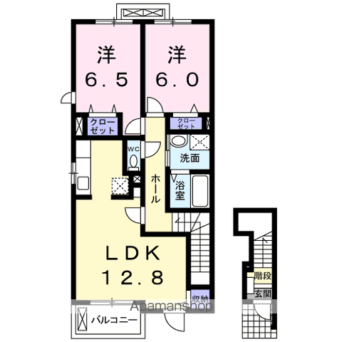 ザオバーレイ(2LDK/2階)の間取り写真