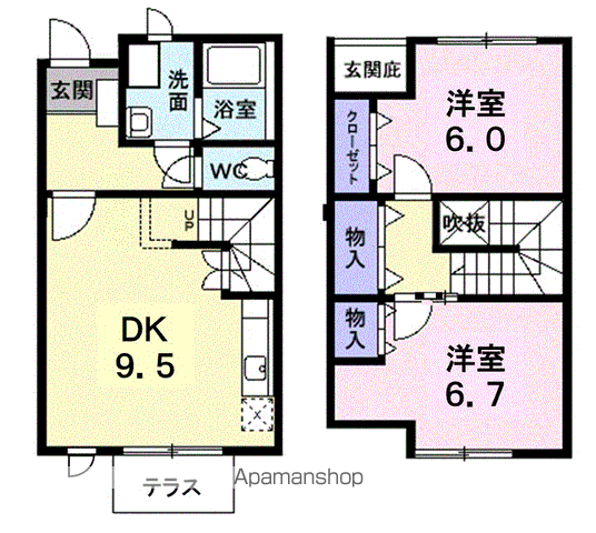 フォルクローロ(2DK/1階)の間取り写真