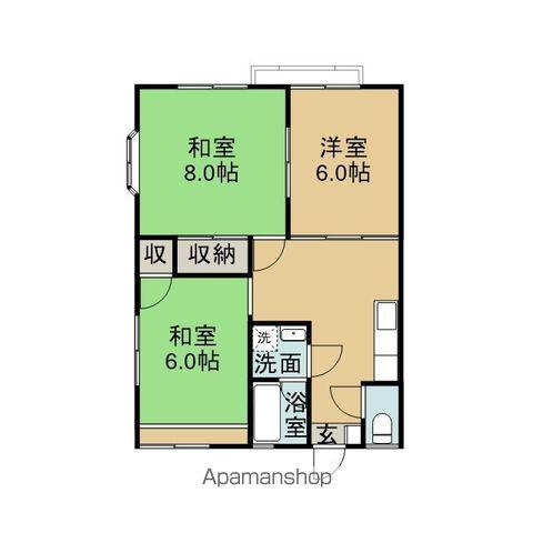 プレステージⅡ黒石野(3DK/2階)の間取り写真