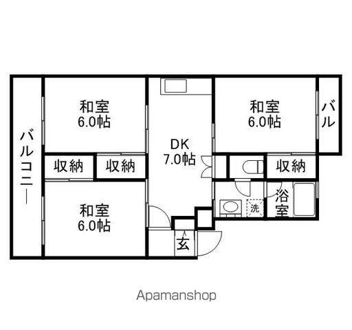 藤喜ビル(3DK/4階)の間取り写真