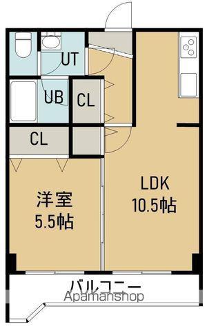ラングレーコート石川(1LDK/4階)の間取り写真