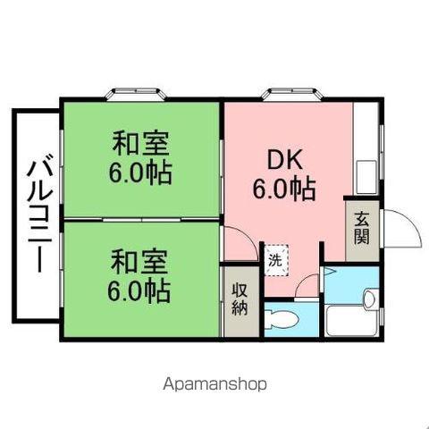 ホワイトキャッスル田崎(2DK/4階)の間取り写真