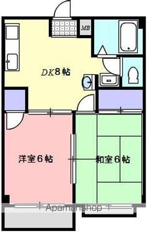 エルディム中村(2DK/1階)の間取り写真