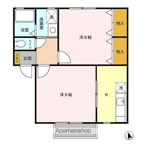 ボーンルリA/B/C(2K/1階)の間取り写真