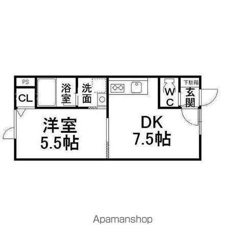 エルメス(1DK/2階)の間取り写真