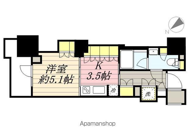 パークホームズ横濱関内(1DK/3階)の間取り写真