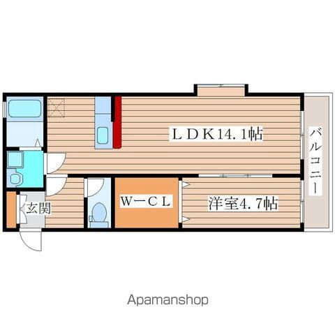 クレイドル栗生(1LDK/2階)の間取り写真