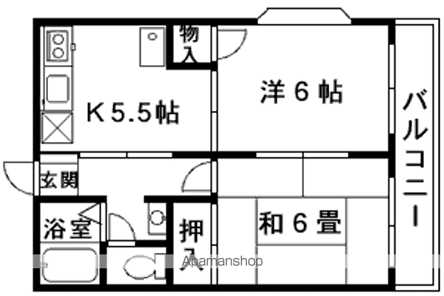 ファミール緑花苑F棟(2K/1階)の間取り写真