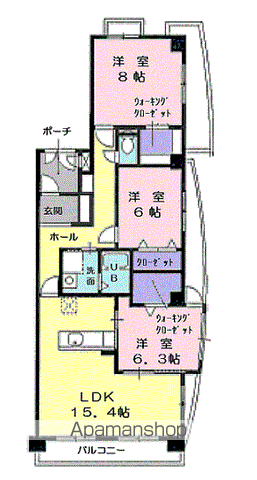 パールヒルズ大森(3LDK/3階)の間取り写真