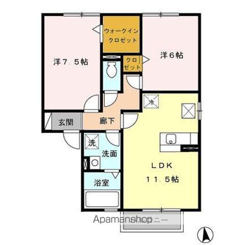 グランシャリオ L(2LDK/1階)の間取り写真