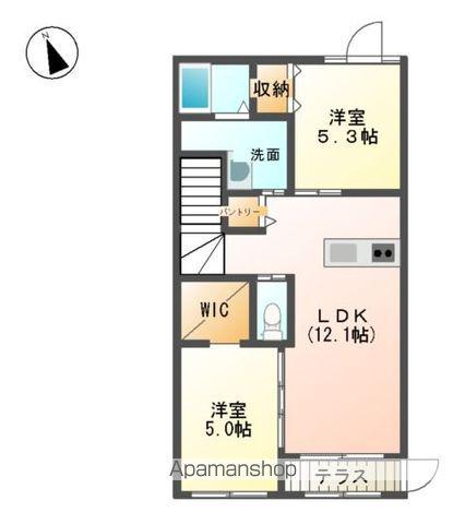 グレイス・ワンB(2LDK/2階)の間取り写真