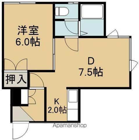 美原エクセレント(1DK/2階)の間取り写真