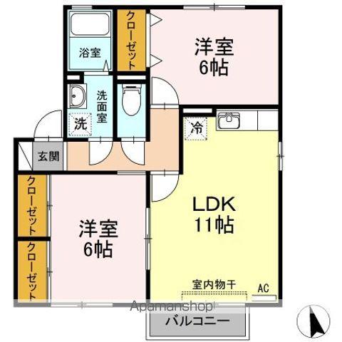 プラザ・ルミエール弐番館 E棟(2LDK/2階)の間取り写真