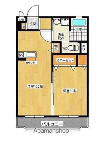 アウル横瀬(1LDK/3階)の間取り写真