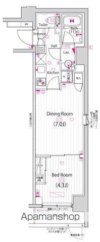 ガーラ・パークサイド亀戸(1DK/1階)の間取り写真