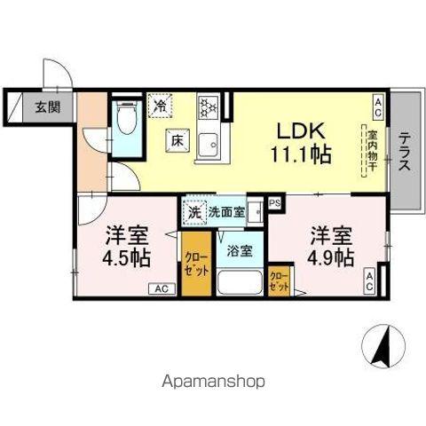 セレスティア若宮(2LDK/1階)の間取り写真