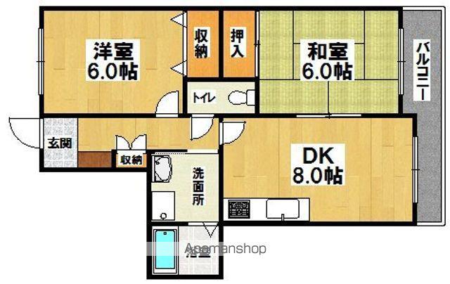 ラフォーレ我孫子筋(2DK/4階)の間取り写真