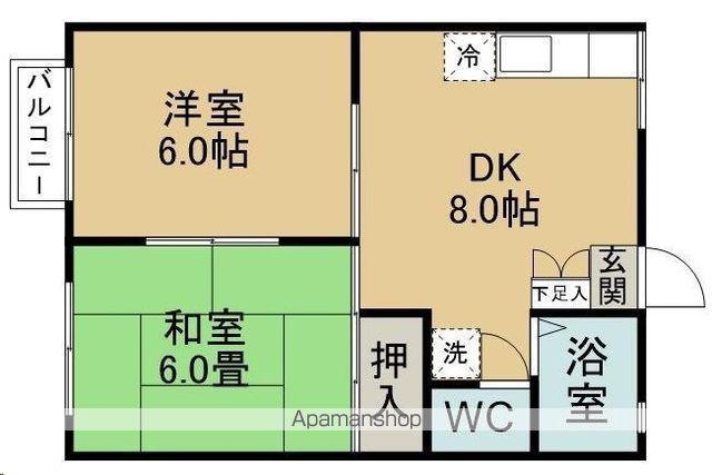 BE-フローラ桜ケ丘(2DK/2階)の間取り写真