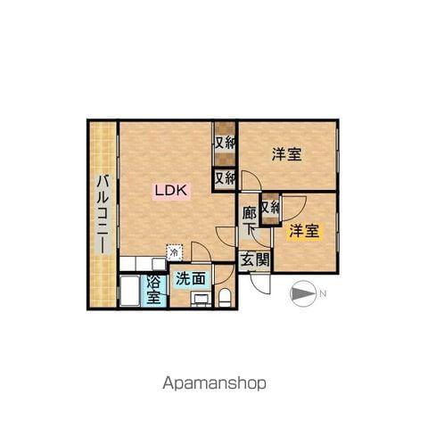 デュアルコート君津三直(2LDK/2階)の間取り写真