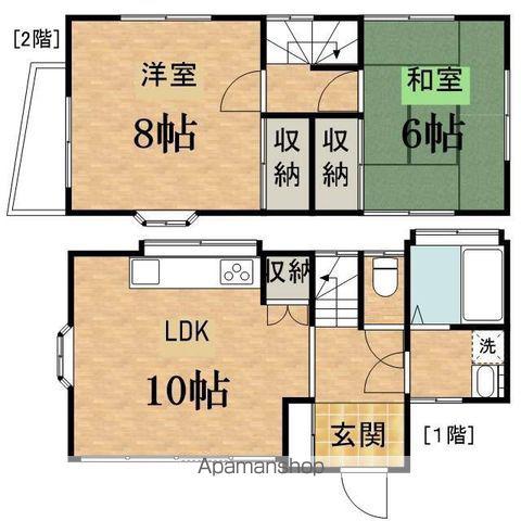 中央本線 日野駅(東京) 徒歩21分 2階建 築35年(2LDK)の間取り写真