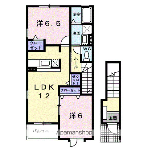サニーレジデンス橋本Ⅱ(2LDK/2階)の間取り写真