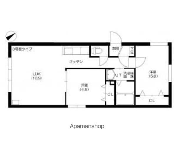 WIN VENETIAN(2LDK/3階)の間取り写真
