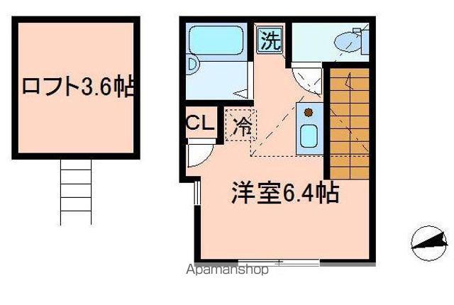 クリスタルコンフォート(ワンルーム/2階)の間取り写真