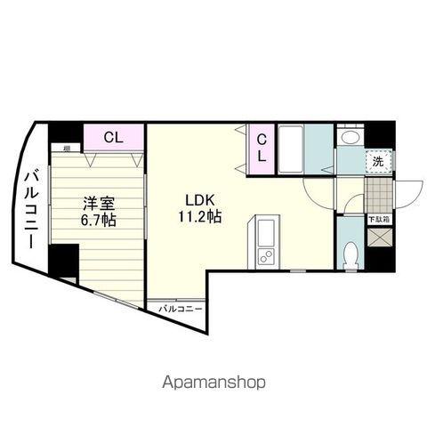 シンフォニア草牟田(1LDK/4階)の間取り写真