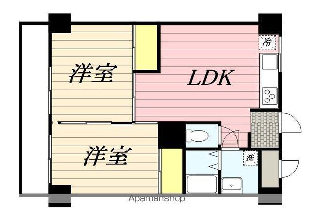 広栄ハイツ(2LDK/3階)の間取り写真