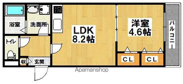 ジーメゾン初芝パックス(1LDK/2階)の間取り写真