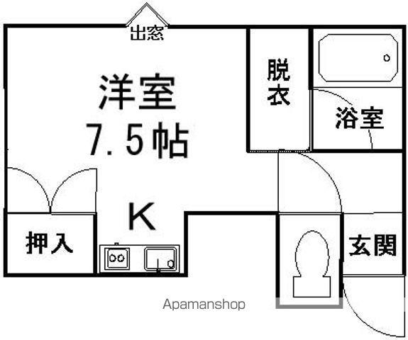 吉福ハイツ(ワンルーム/2階)の間取り写真