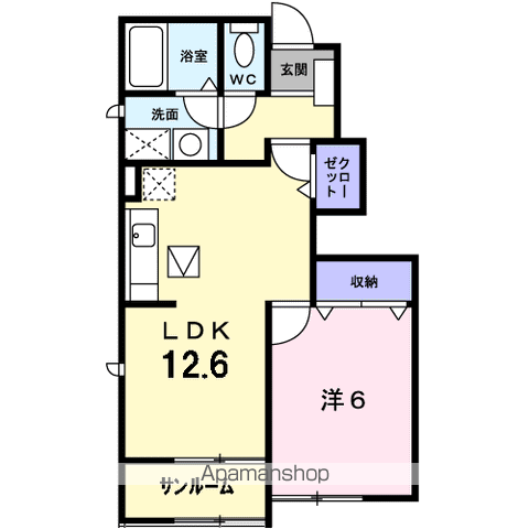 ヴァンベールⅡ(1LDK/1階)の間取り写真