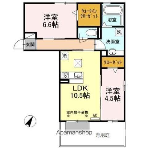 アンダーフォレストⅣ(2LDK/1階)の間取り写真