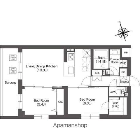 ルーウェ東大泉(2LDK/3階)の間取り写真