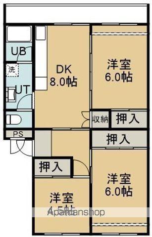ヴィラナリー函館2号棟(3DK/3階)の間取り写真