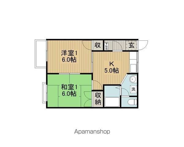 フレグランスすわB棟(2K/1階)の間取り写真