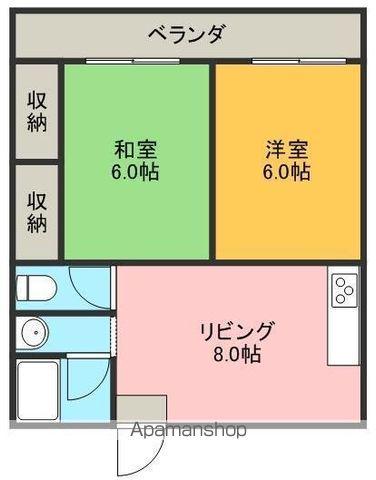 ドリームジャンボ(2DK/2階)の間取り写真