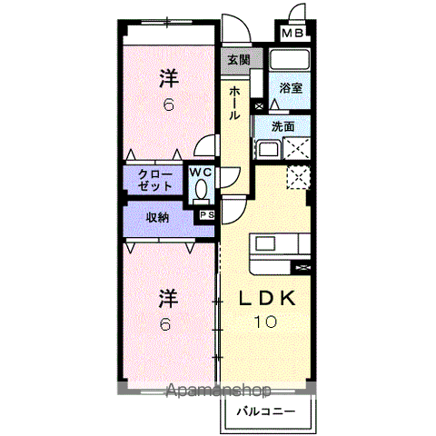 パークサイド南(2LDK/3階)の間取り写真