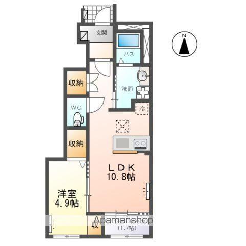 沖野3丁目アパート(1LDK/1階)の間取り写真