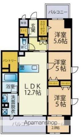 グランタイム都町(3SLDK/9階)の間取り写真