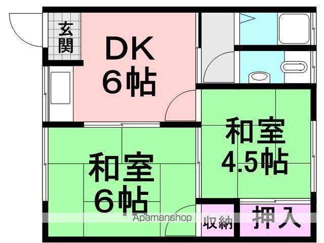 西中コーポ(2DK/1階)の間取り写真