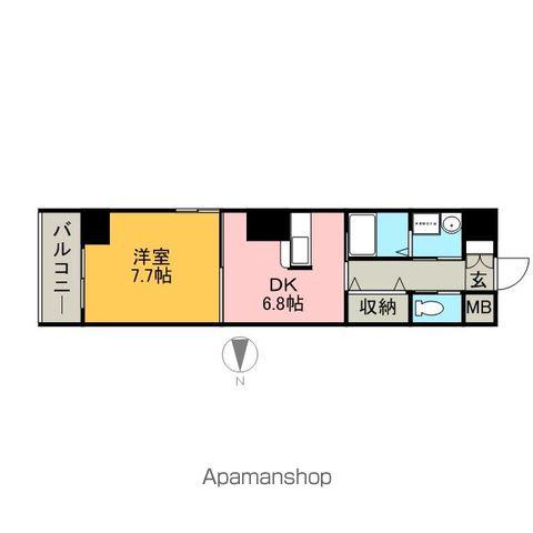 グランシャリオン(1DK/4階)の間取り写真