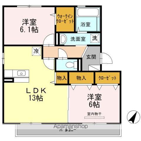 カーサシャルマン B棟(2LDK/2階)の間取り写真