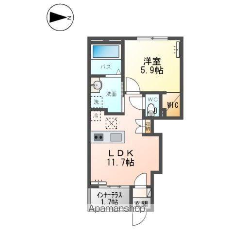 ドゥ シェルポン(1LDK/1階)の間取り写真