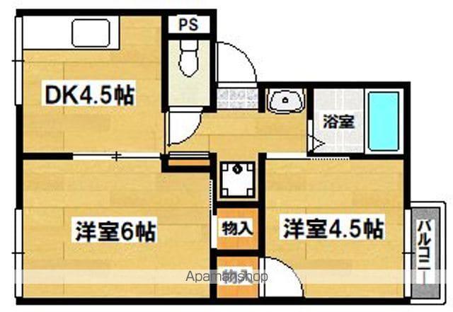 ハートランド北野田(2K/2階)の間取り写真