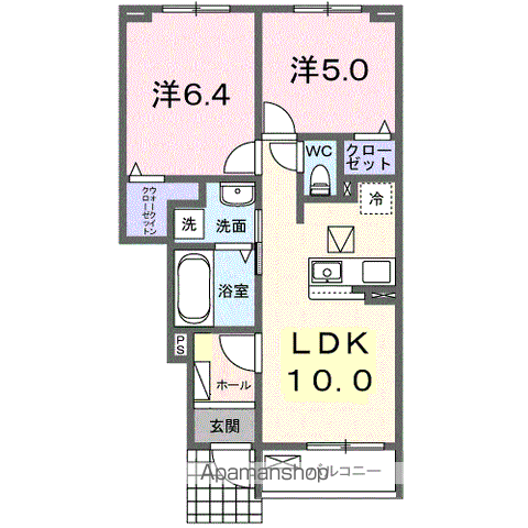 グランツK(2LDK/1階)の間取り写真